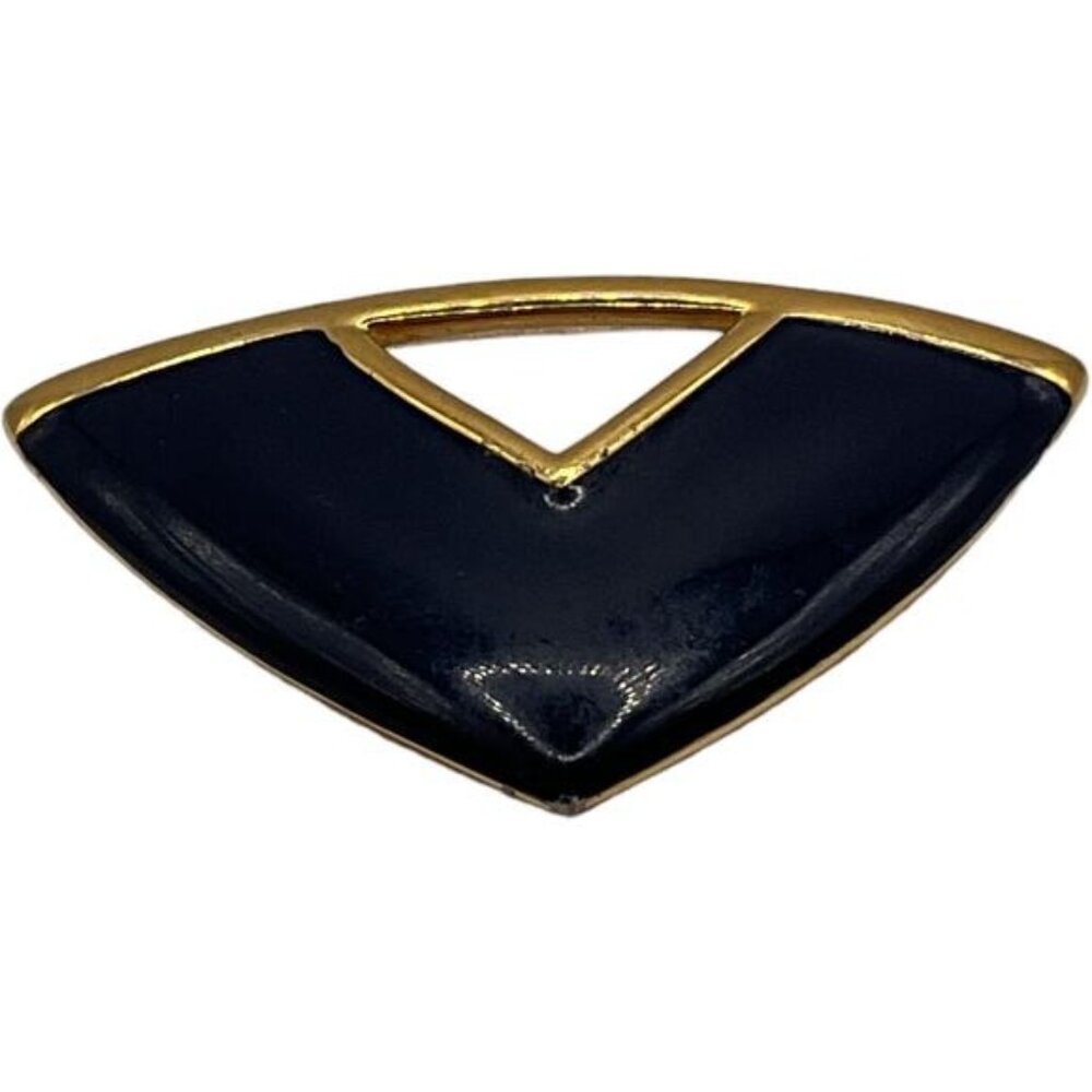 Vintage Monet Navy Blue & Gold Geometric Brooch Pin Jewelry Accessory